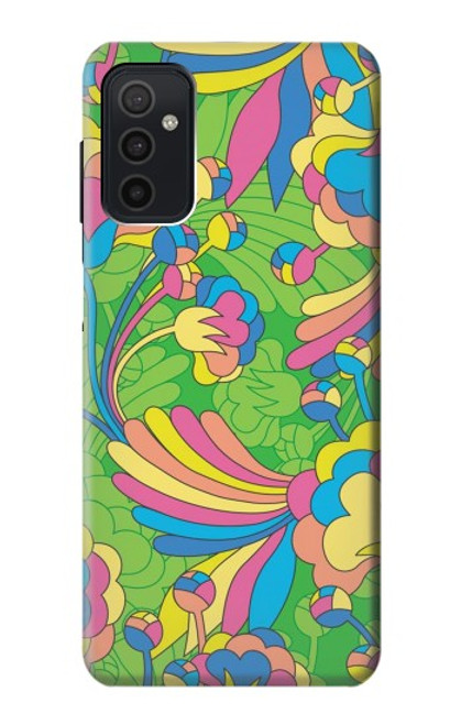 W3273 Flower Line Art Pattern Hard Case and Leather Flip Case For Samsung Galaxy M52 5G