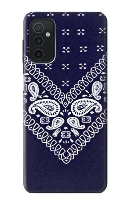 W3357 Navy Blue Bandana Pattern Hard Case and Leather Flip Case For Samsung Galaxy M52 5G