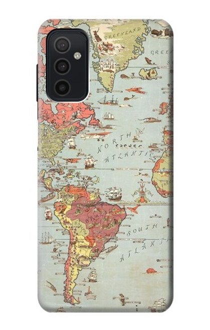 W3418 Vintage World Map Hard Case and Leather Flip Case For Samsung Galaxy M52 5G