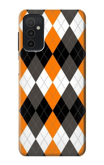 W3421 Black Orange White Argyle Plaid Hard Case and Leather Flip Case For Samsung Galaxy M52 5G