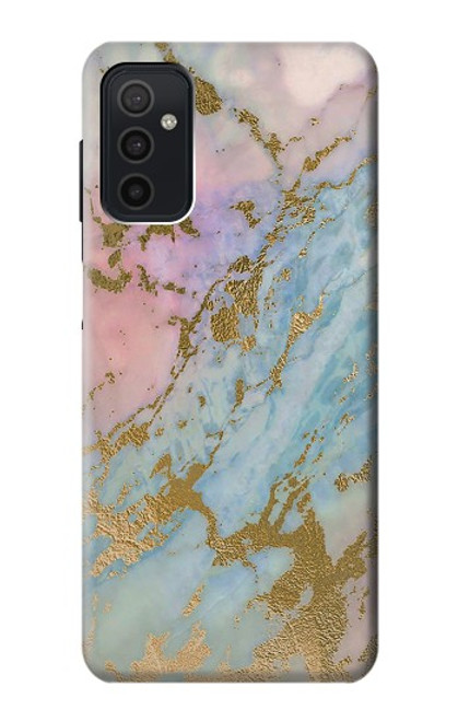 W3717 Rose Gold Blue Pastel Marble Graphic Printed Hard Case and Leather Flip Case For Samsung Galaxy M52 5G