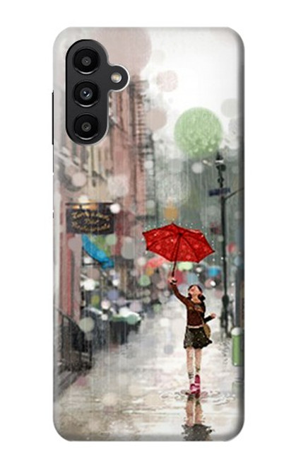 W0108 Girl in The Rain Hard Case and Leather Flip Case For Samsung Galaxy A13 5G