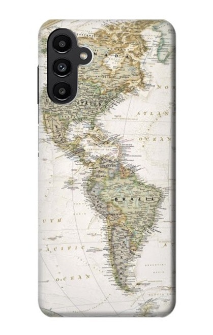 W0604 World Map Hard Case and Leather Flip Case For Samsung Galaxy A13 5G