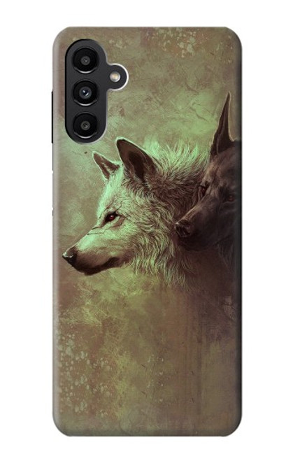 W0931 White Black Wolf Hard Case and Leather Flip Case For Samsung Galaxy A13 5G