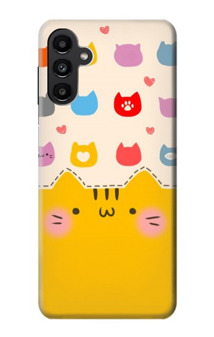 W2442 Cute Cat Cartoon Funny Hard Case and Leather Flip Case For Samsung Galaxy A13 5G