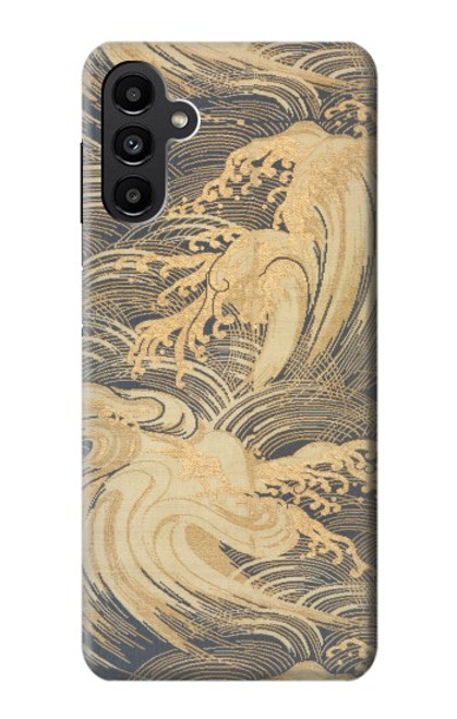 W2680 Japan Art Obi With Stylized Waves Hard Case and Leather Flip Case For Samsung Galaxy A13 5G