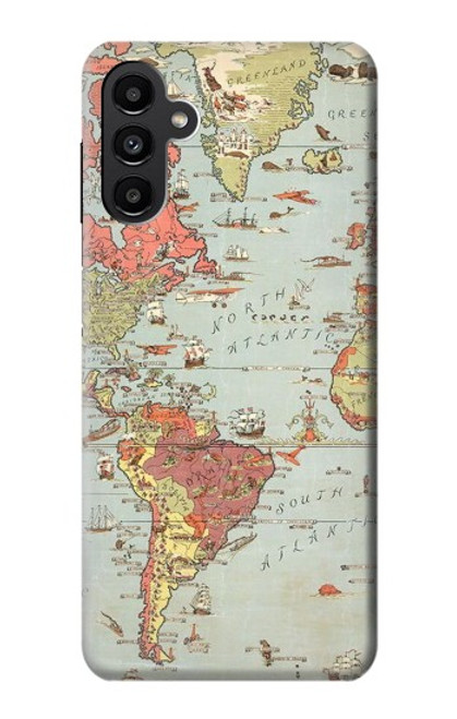 W3418 Vintage World Map Hard Case and Leather Flip Case For Samsung Galaxy A13 5G