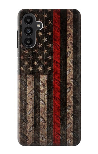 W3804 Fire Fighter Metal Red Line Flag Graphic Hard Case and Leather Flip Case For Samsung Galaxy A13 5G