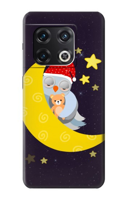 W2849 Cute Sleepy Owl Moon Night Hard Case and Leather Flip Case For OnePlus 10 Pro