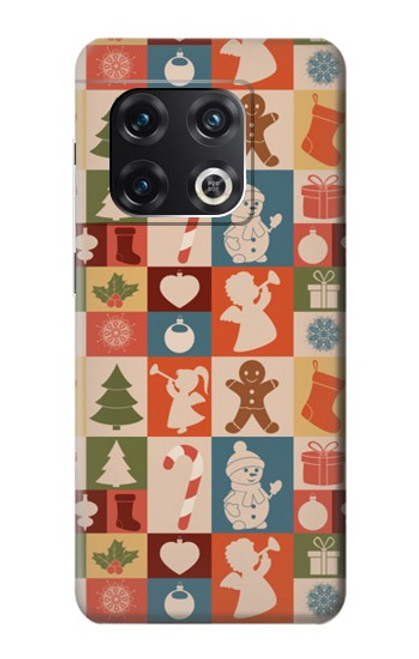 W2854 Cute Xmas Pattern Hard Case and Leather Flip Case For OnePlus 10 Pro