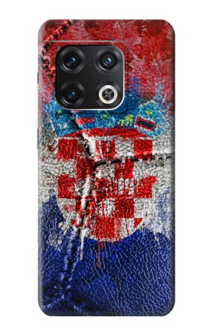 W3313 Croatia Flag Vintage Football Graphic Hard Case and Leather Flip Case For OnePlus 10 Pro