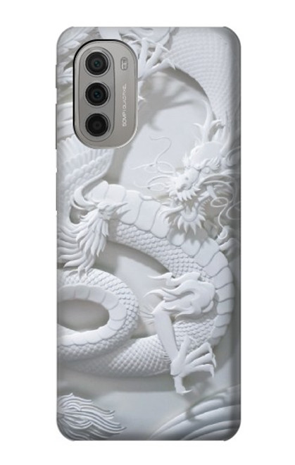 W0386 Dragon Carving Hard Case and Leather Flip Case For Motorola Moto G51 5G