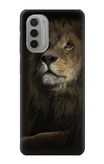 W0472 Lion Hard Case and Leather Flip Case For Motorola Moto G51 5G