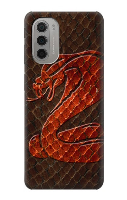 W0663 Cobra Snake Skin Hard Case and Leather Flip Case For Motorola Moto G51 5G