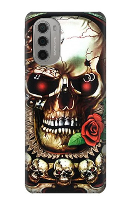 W0753 Skull Wing Rose Punk Hard Case and Leather Flip Case For Motorola Moto G51 5G