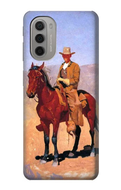 W0772 Cowboy Western Hard Case and Leather Flip Case For Motorola Moto G51 5G