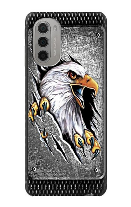 W0855 Eagle Metal Hard Case and Leather Flip Case For Motorola Moto G51 5G