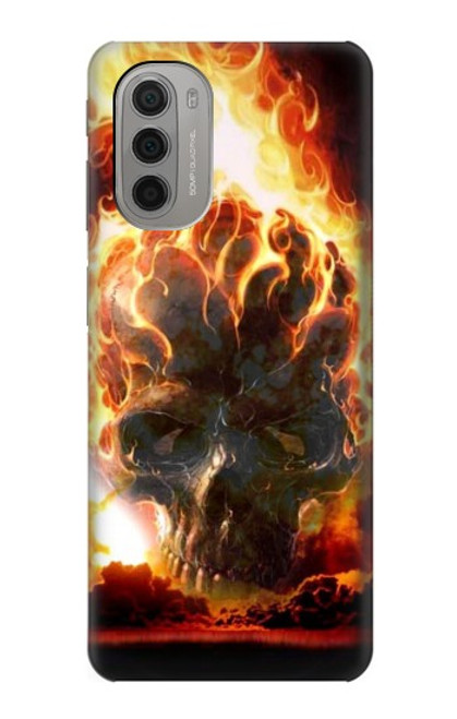 W0863 Hell Fire Skull Hard Case and Leather Flip Case For Motorola Moto G51 5G