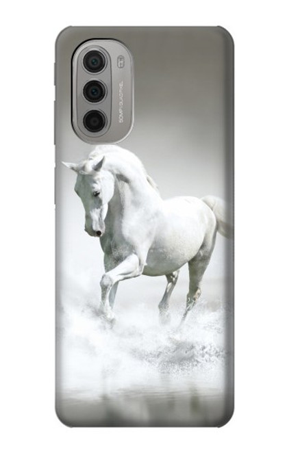 W0932 White Horse Hard Case and Leather Flip Case For Motorola Moto G51 5G