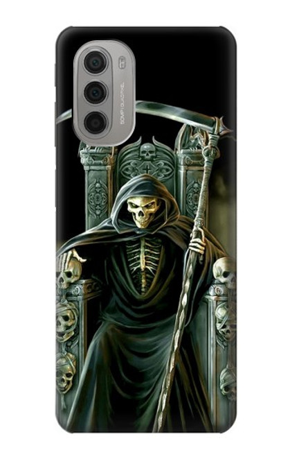 W1024 Grim Reaper Skeleton King Hard Case and Leather Flip Case For Motorola Moto G51 5G