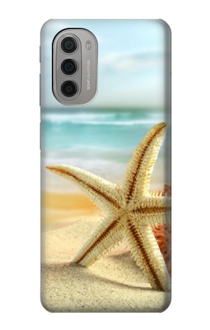 W1117 Starfish on the Beach Hard Case and Leather Flip Case For Motorola Moto G51 5G