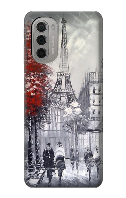 W1295 Eiffel Painting of Paris Hard Case and Leather Flip Case For Motorola Moto G51 5G