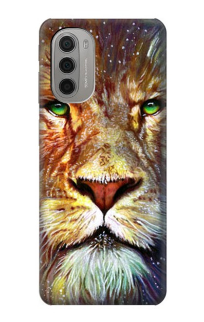 W1354 Lion Hard Case and Leather Flip Case For Motorola Moto G51 5G