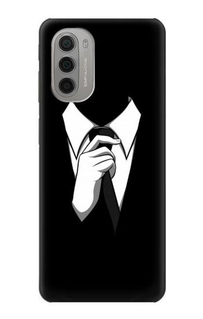 W1591 Anonymous Man in Black Suit Hard Case and Leather Flip Case For Motorola Moto G51 5G