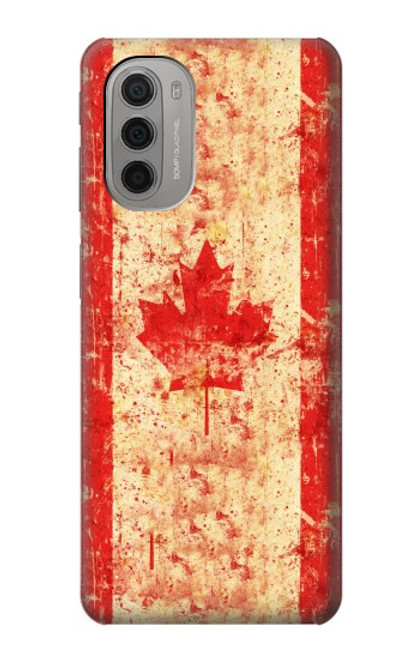 W1603 Canada Flag Old Vintage Hard Case and Leather Flip Case For Motorola Moto G51 5G