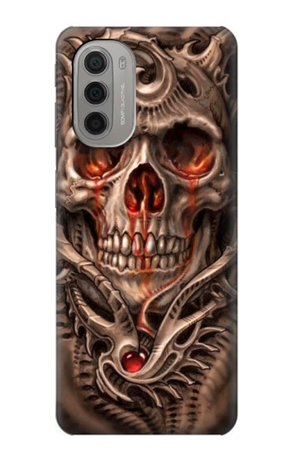 W1675 Skull Blood Tattoo Hard Case and Leather Flip Case For Motorola Moto G51 5G