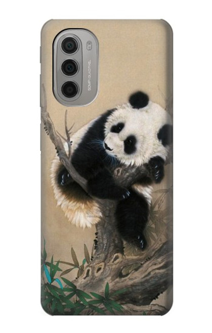 W2210 Panda Fluffy Art Painting Hard Case and Leather Flip Case For Motorola Moto G51 5G