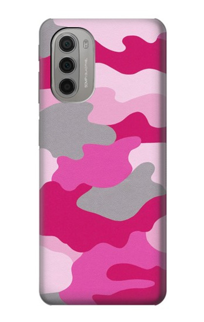 W2525 Pink Camo Camouflage Hard Case and Leather Flip Case For Motorola Moto G51 5G