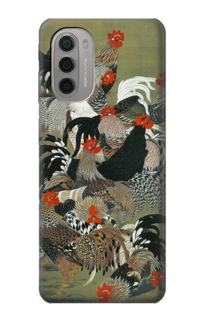 W2699 Ito Jakuchu Rooster Hard Case and Leather Flip Case For Motorola Moto G51 5G