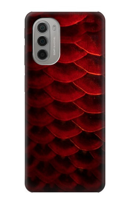 W2879 Red Arowana Fish Scale Hard Case and Leather Flip Case For Motorola Moto G51 5G