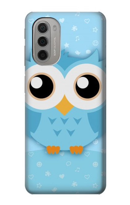 W3029 Cute Blue Owl Hard Case and Leather Flip Case For Motorola Moto G51 5G