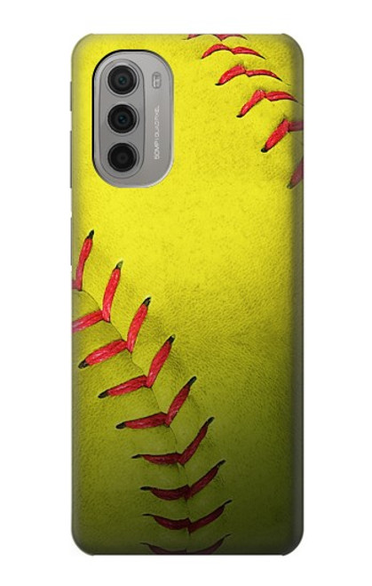 W3031 Yellow Softball Ball Hard Case and Leather Flip Case For Motorola Moto G51 5G