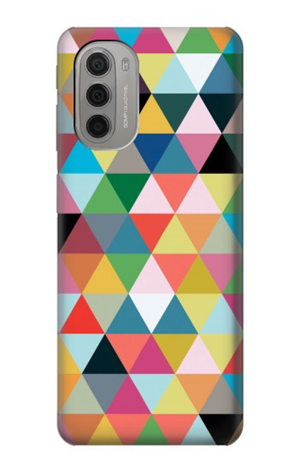 W3049 Triangles Vibrant Colors Hard Case and Leather Flip Case For Motorola Moto G51 5G