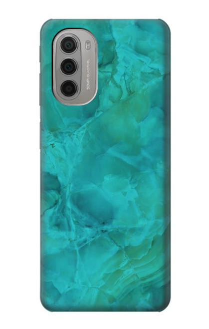 W3147 Aqua Marble Stone Hard Case and Leather Flip Case For Motorola Moto G51 5G