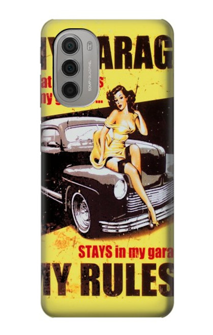W3198 My Garage Pinup Girl Hard Case and Leather Flip Case For Motorola Moto G51 5G