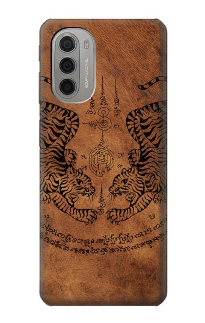 W3209 Sak Yant Twin Tiger Hard Case and Leather Flip Case For Motorola Moto G51 5G