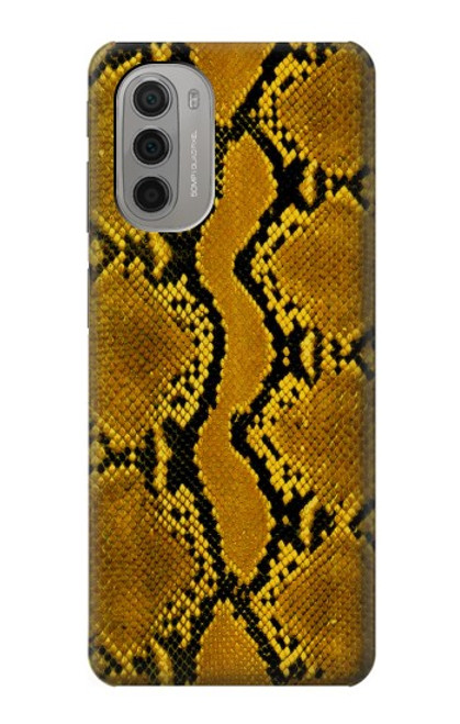 W3365 Yellow Python Skin Graphic Print Hard Case and Leather Flip Case For Motorola Moto G51 5G