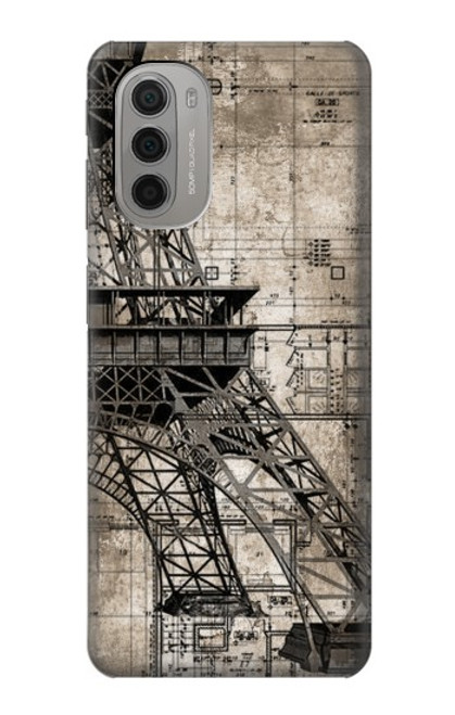 W3416 Eiffel Tower Blueprint Hard Case and Leather Flip Case For Motorola Moto G51 5G