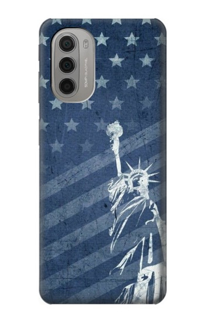 W3450 US Flag Liberty Statue Hard Case and Leather Flip Case For Motorola Moto G51 5G