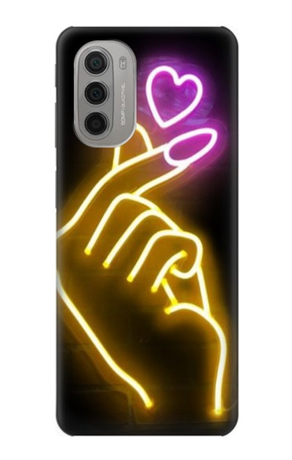 W3512 Cute Mini Heart Neon Graphic Hard Case and Leather Flip Case For Motorola Moto G51 5G