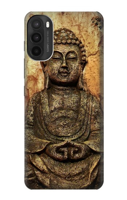 W0344 Buddha Rock Carving Hard Case and Leather Flip Case For Motorola Moto G71 5G