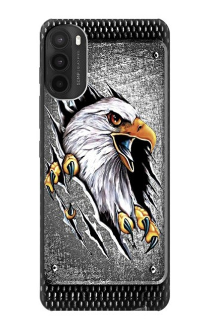 W0855 Eagle Metal Hard Case and Leather Flip Case For Motorola Moto G71 5G