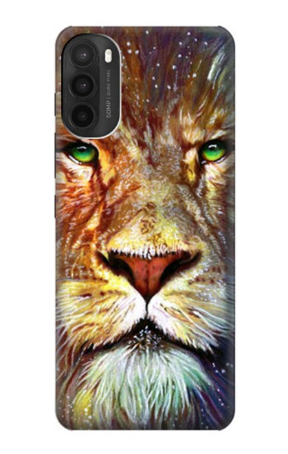 W1354 Lion Hard Case and Leather Flip Case For Motorola Moto G71 5G