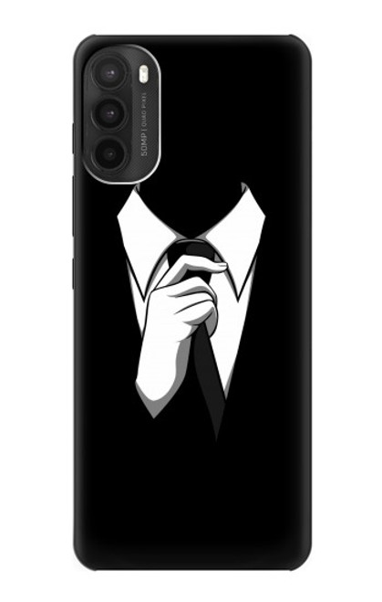 W1591 Anonymous Man in Black Suit Hard Case and Leather Flip Case For Motorola Moto G71 5G