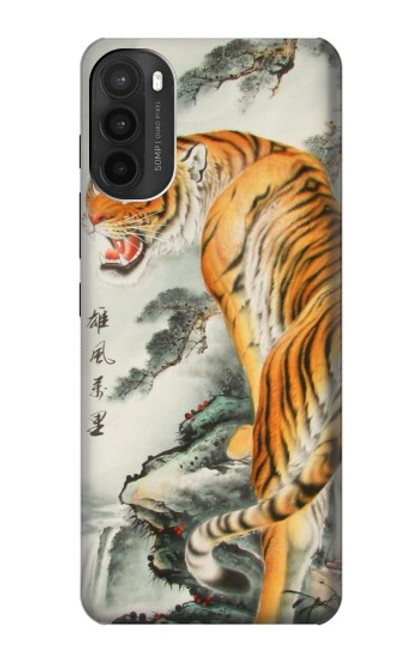 W1934 Chinese Tiger Painting Hard Case and Leather Flip Case For Motorola Moto G71 5G