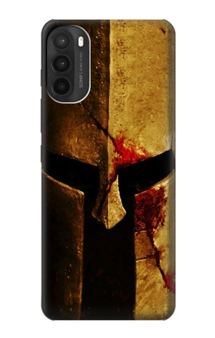 W2439 Warrior Spartan Helmet Hard Case and Leather Flip Case For Motorola Moto G71 5G